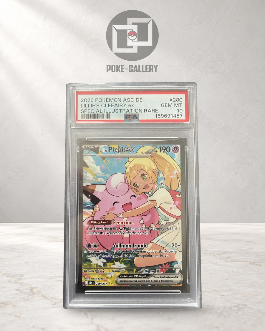 Pokemon Karte Lillys Piepi ex (ASC 280) PSA 10 - Erhabene Helden - Deutsch · CERT 159691457 · Poke-Gallery