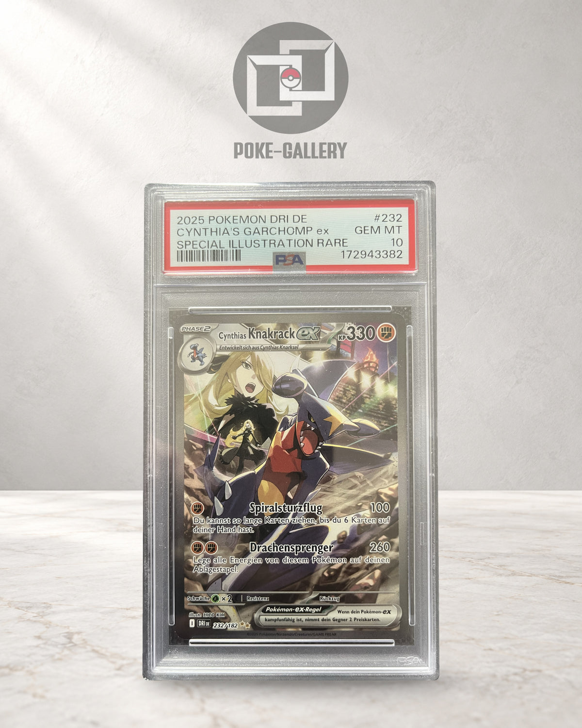Pokémon Karte Cynthias Knakrack ex (DRI 232) PSA 10 - Ewige Rivalen - Deutsch · CERT 172943382 · Poke-Gallery